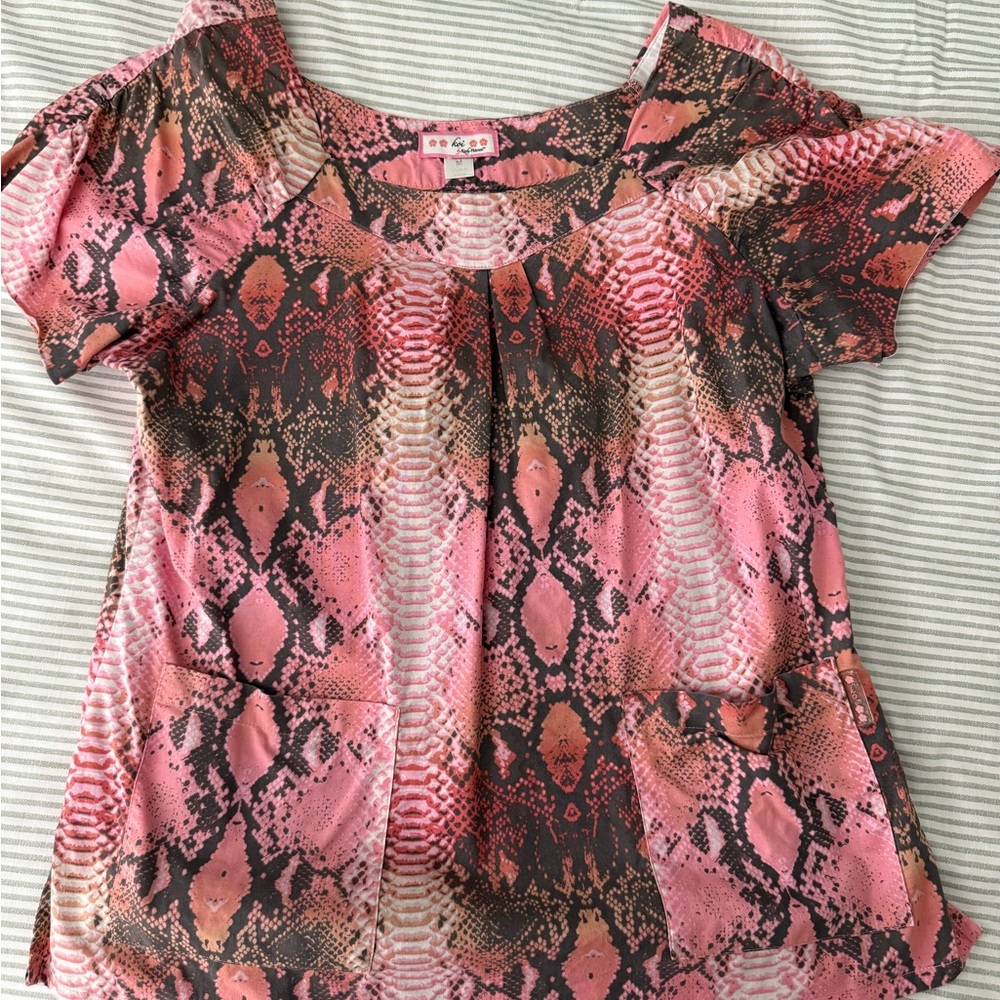 Pink and Brown Snake Print Women's Top